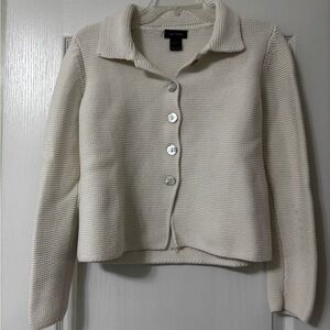 Sara Campbell White Knit Button-Front Cardigan in size S